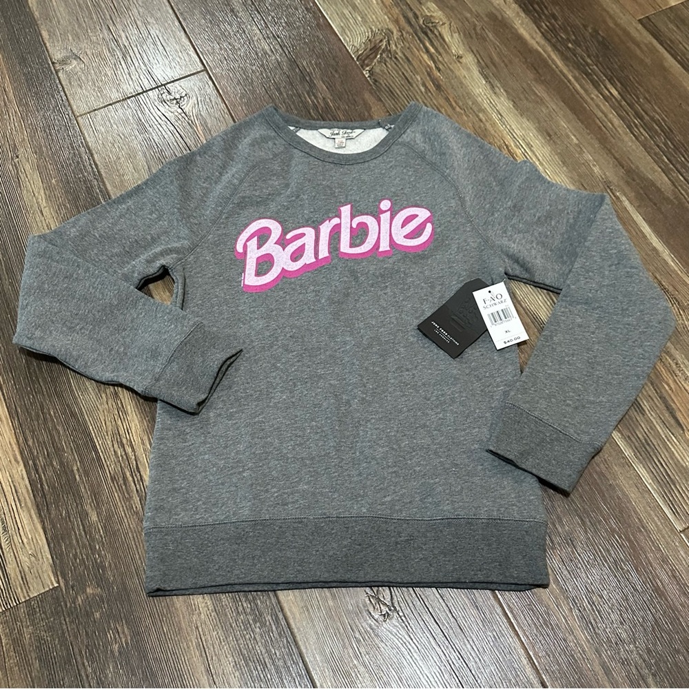 JUNK FOOD Barbie gray & pink sweatshirt girls XL NEW crewneck pullover